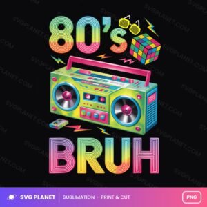 80s Bruh Retro Neon Boombox Other PNG