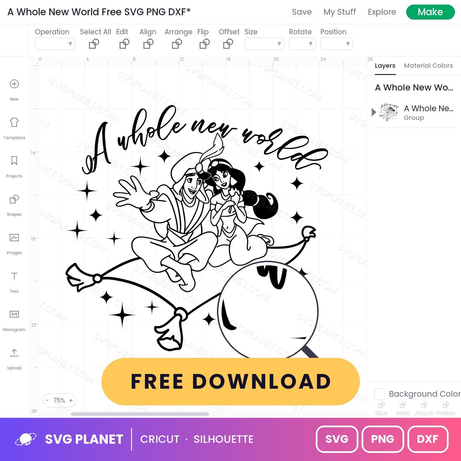 A Whole New World Free SVG PNG DXF - Image 3