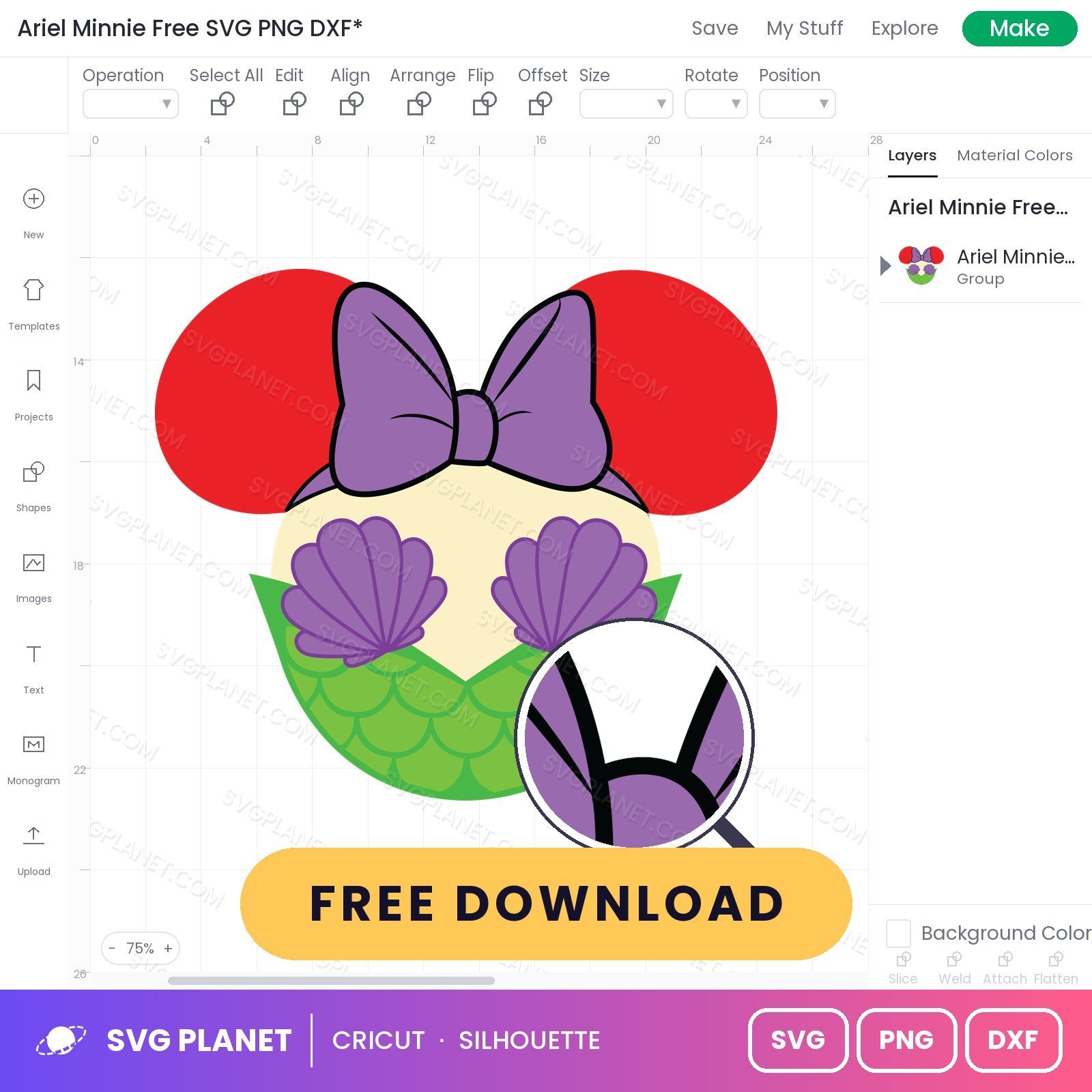 Ariel Minnie Free SVG PNG DXF - Image 3