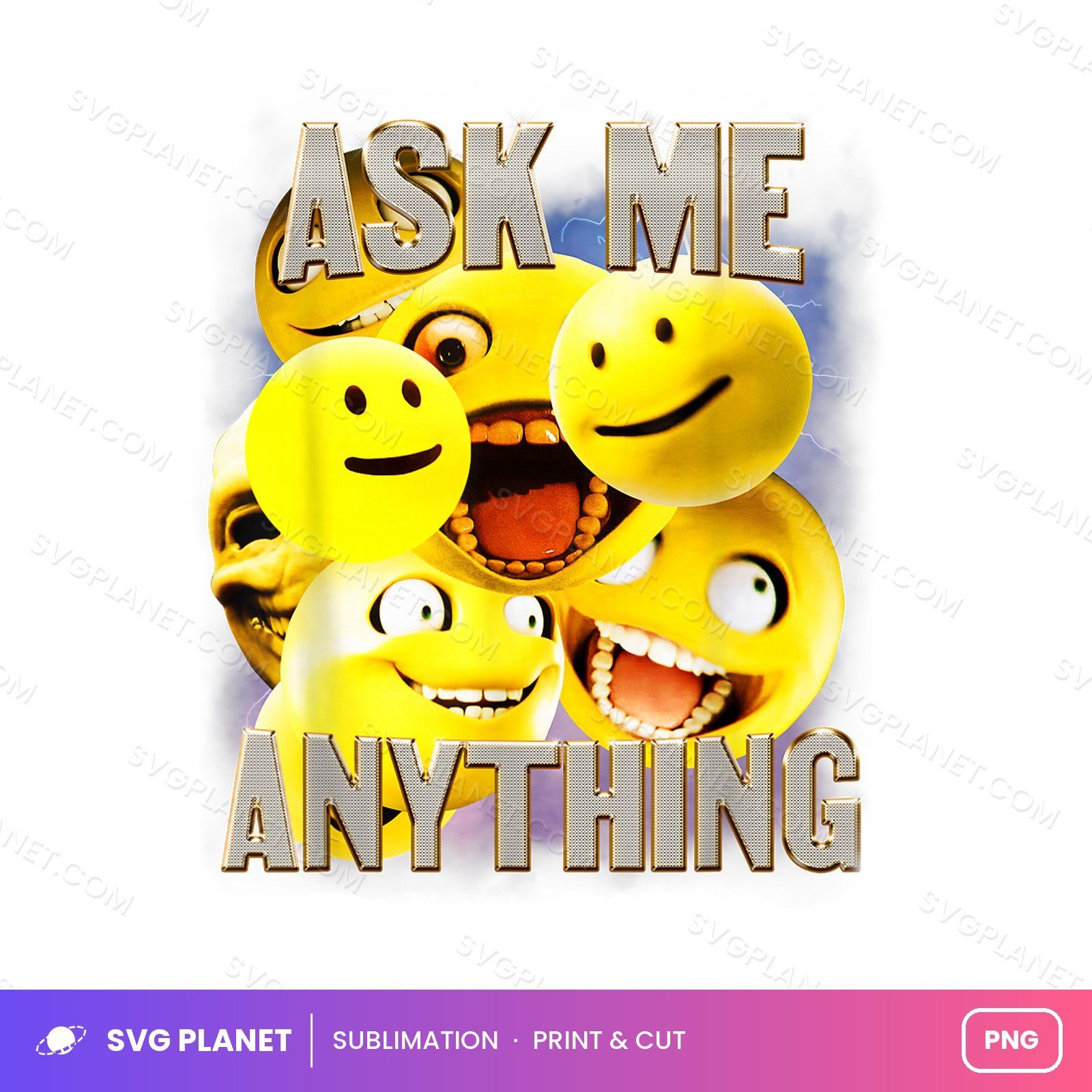 Ask Me Anything Smiley Faces Meme PNG - Image 2