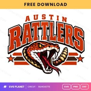 Austin Rattlers Snake Mascot Football Team Logo Free SVG PNG DXF