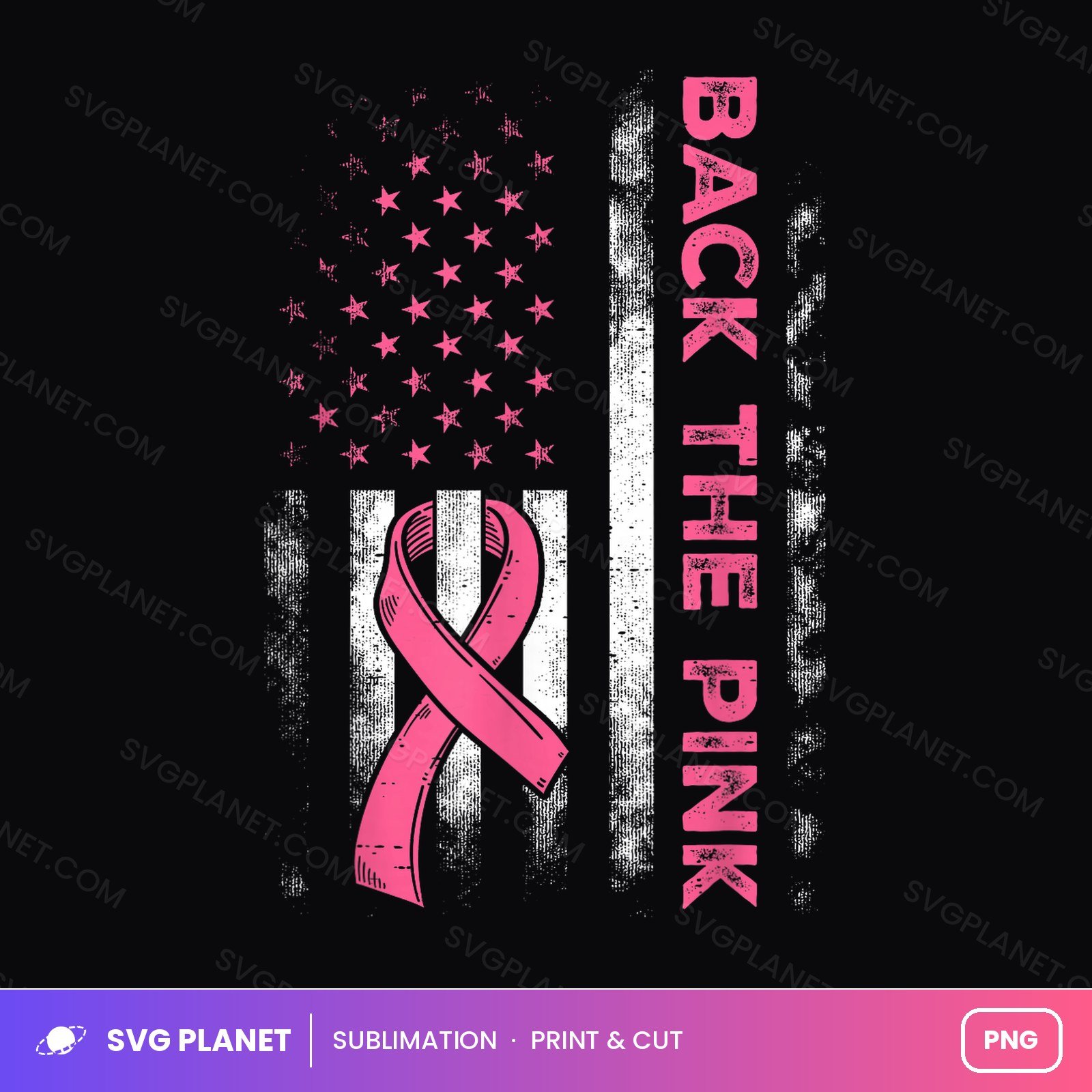 Back The Pink Us Flag Breast Cancer Awareness Women PNG