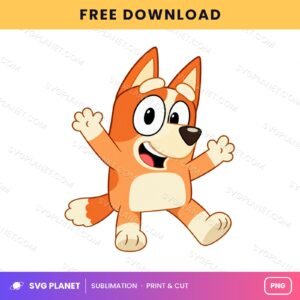Bingo Jumping Arms Out Free Sublimation PNG