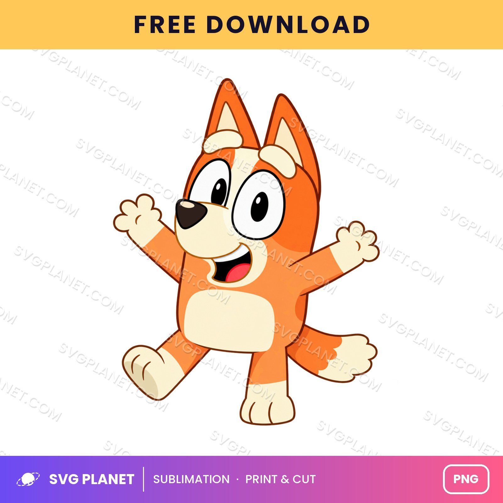 Bingo Leaping Pose Free Sublimation PNG