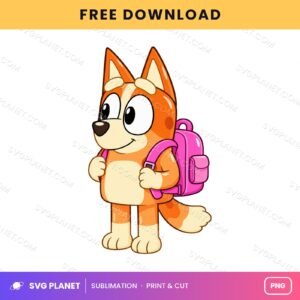 Bingo Pink Backpack School Free Sublimation PNG