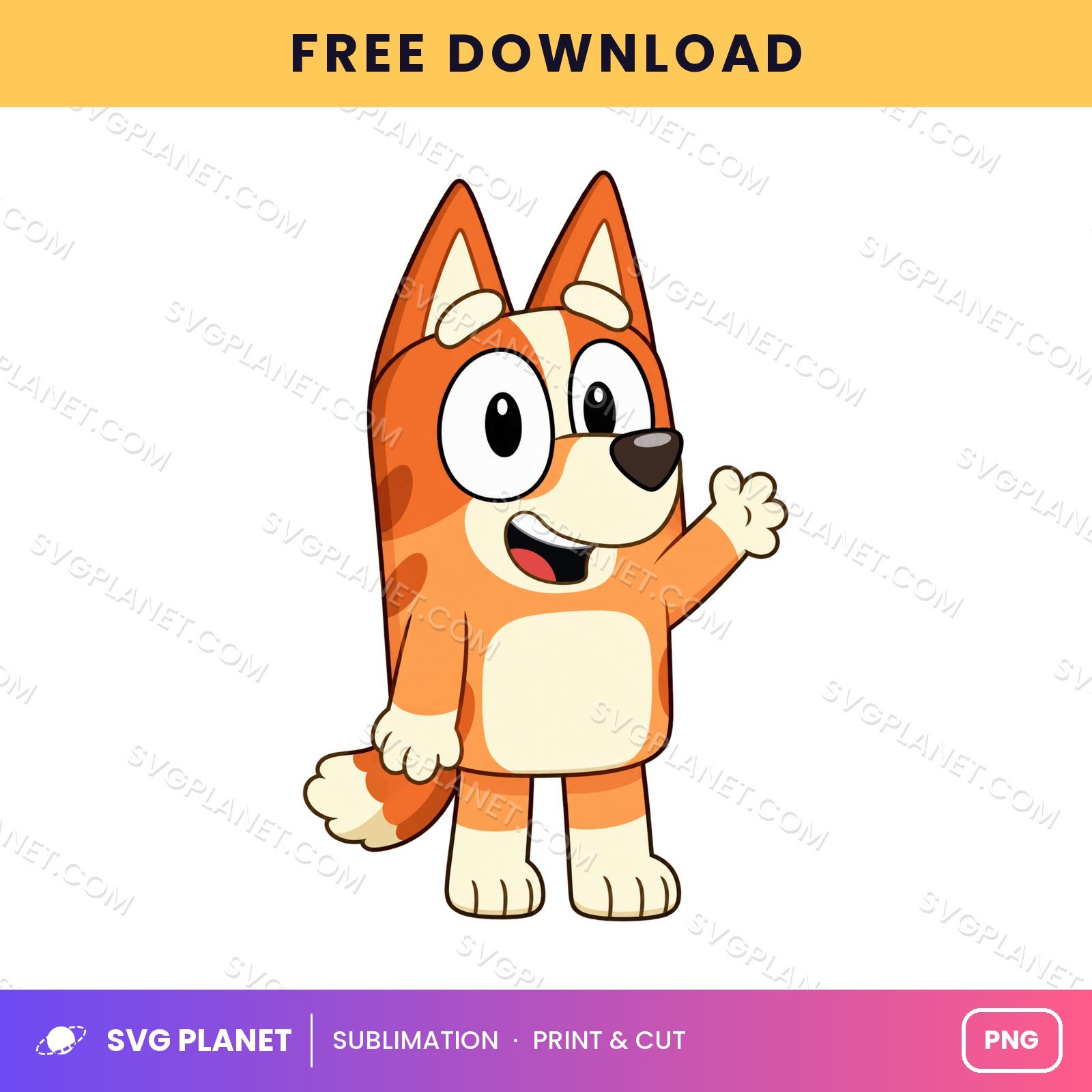 Bingo Waving Pose Free Sublimation PNG