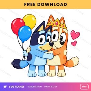 Birthday Crown Hug With Balloons Free Sublimation PNG