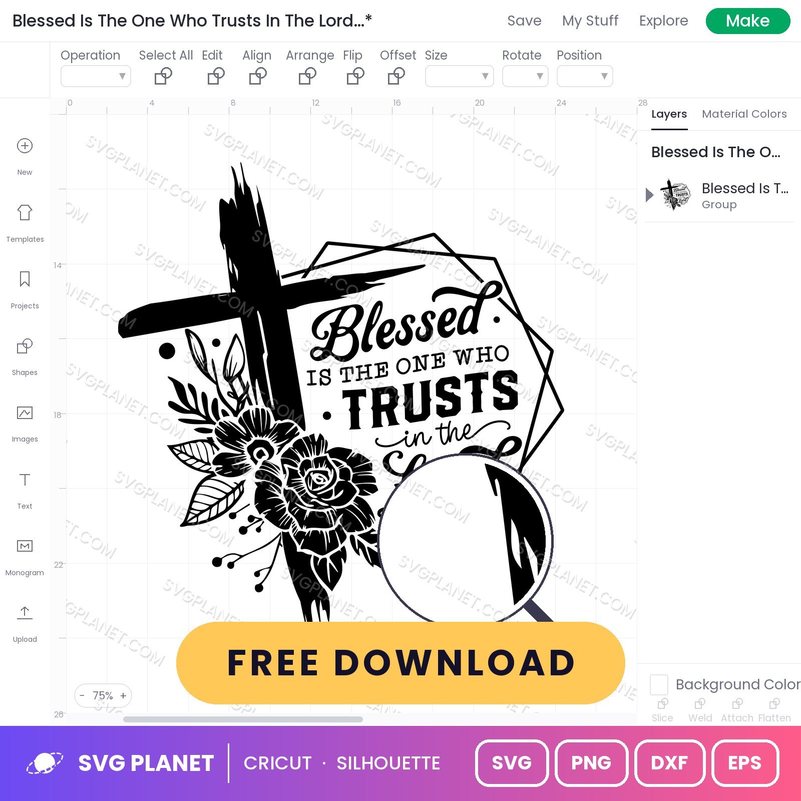 Blessed Is The One Who Trusts In The Lord Neg Free SVG PNG DXF - Image 2