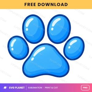 Blue Glossy Paw Print Free Sublimation PNG