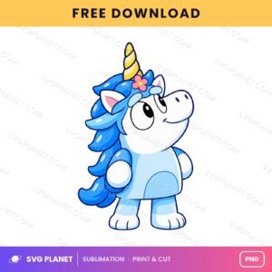 Blue Mane Baby Unicorn Free Sublimation PNG