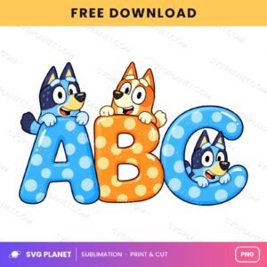 Bluey Abc Letters Free Sublimation PNG