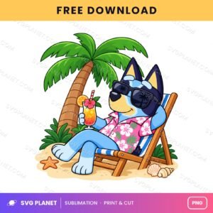 Bluey Beach Chair Vacation Free Sublimation PNG