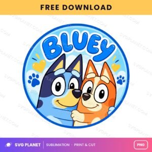 Bluey Circle Badge Paw Prints Free Sublimation PNG