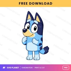 Bluey Excited Fists Up Free Sublimation PNG