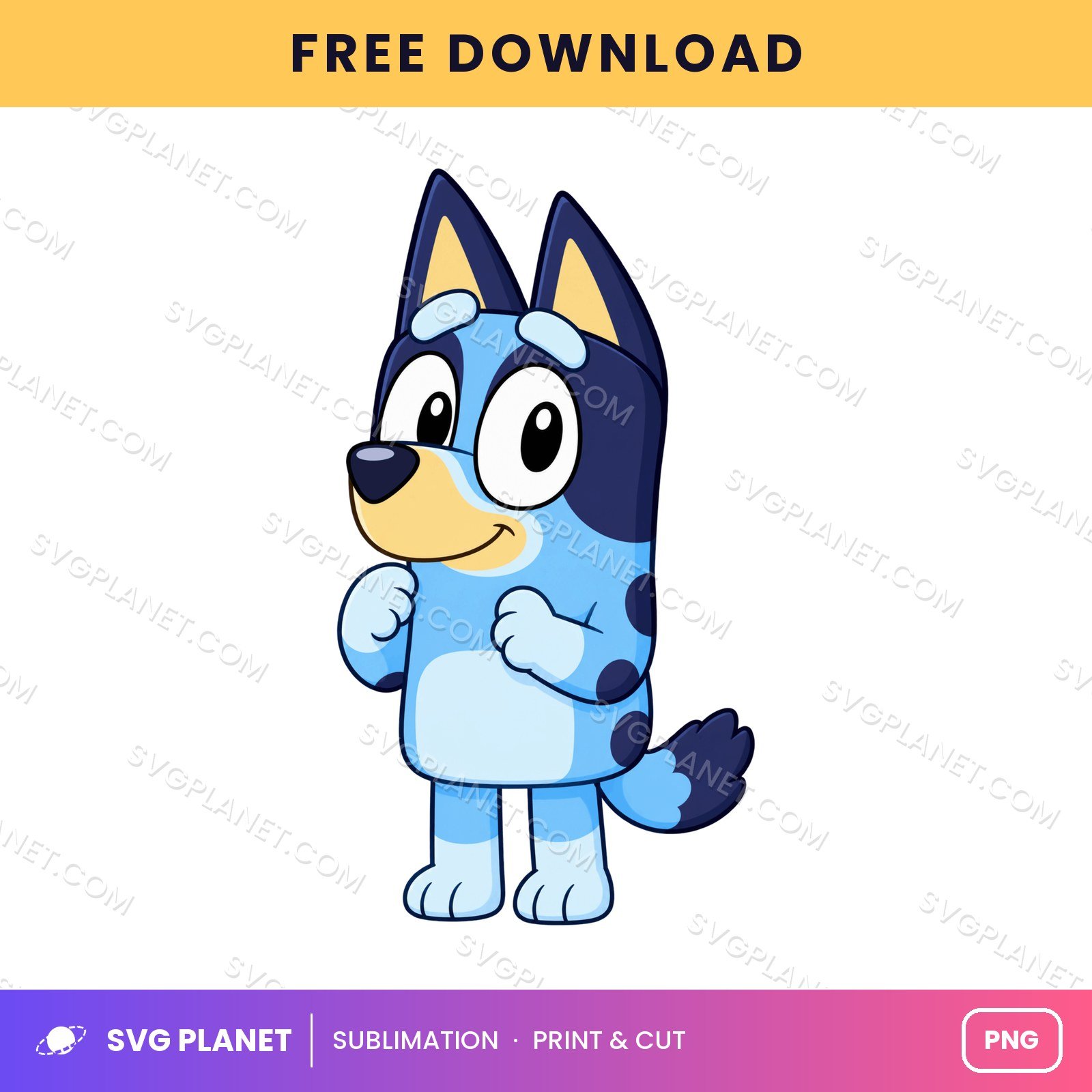 Bluey Excited Fists Up Free Sublimation PNG
