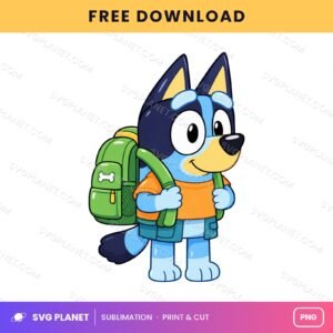 Bluey Green Backpack School Free Sublimation PNG