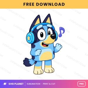 Bluey Headphones Music Note Free Sublimation PNG