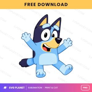 Bluey Jumping Arms Out Free Sublimation PNG
