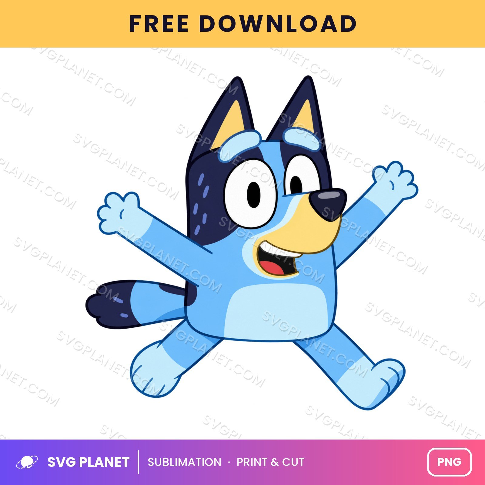 Bluey Leaping Pose Free Sublimation PNG