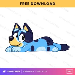 Bluey Lying Down Relaxed Free Sublimation PNG