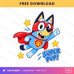 Bluey Super Pup Cape Free Sublimation PNG