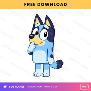 Bluey Thinking Pose Free Sublimation PNG