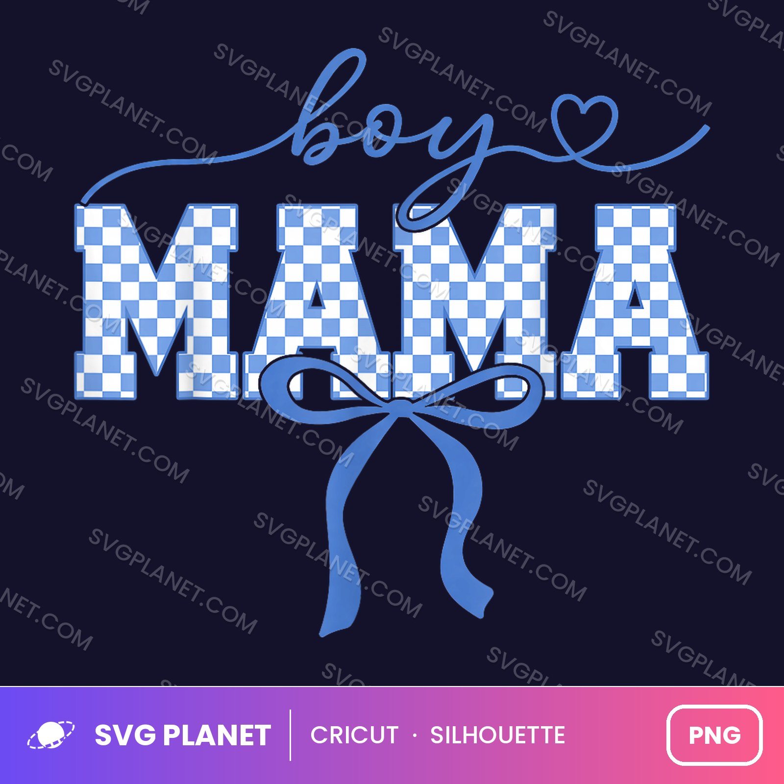Boy Mama Gingham Bow Mom Other PNG