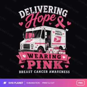 Breast Cancer Postal Worker Delivery Hope Wearing Pink PNG