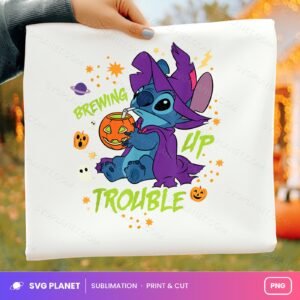 Brewing Up Trouble Stitch Witch Halloween PNG