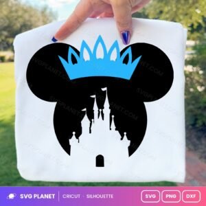 Castle In Mickey Head Blue Crown Free SVG PNG DXF