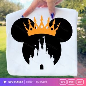 Castle In Mickey Head Orange Crown Free SVG PNG DXF