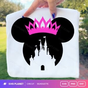 Castle In Mickey Head Pink Crown Free SVG PNG DXF