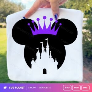 Castle In Mickey Head Purple Crown Free SVG PNG DXF