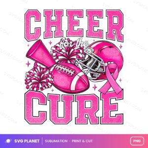 Cheer For The Cure Breast Cancer Pink Awareness Cheerleader PNG