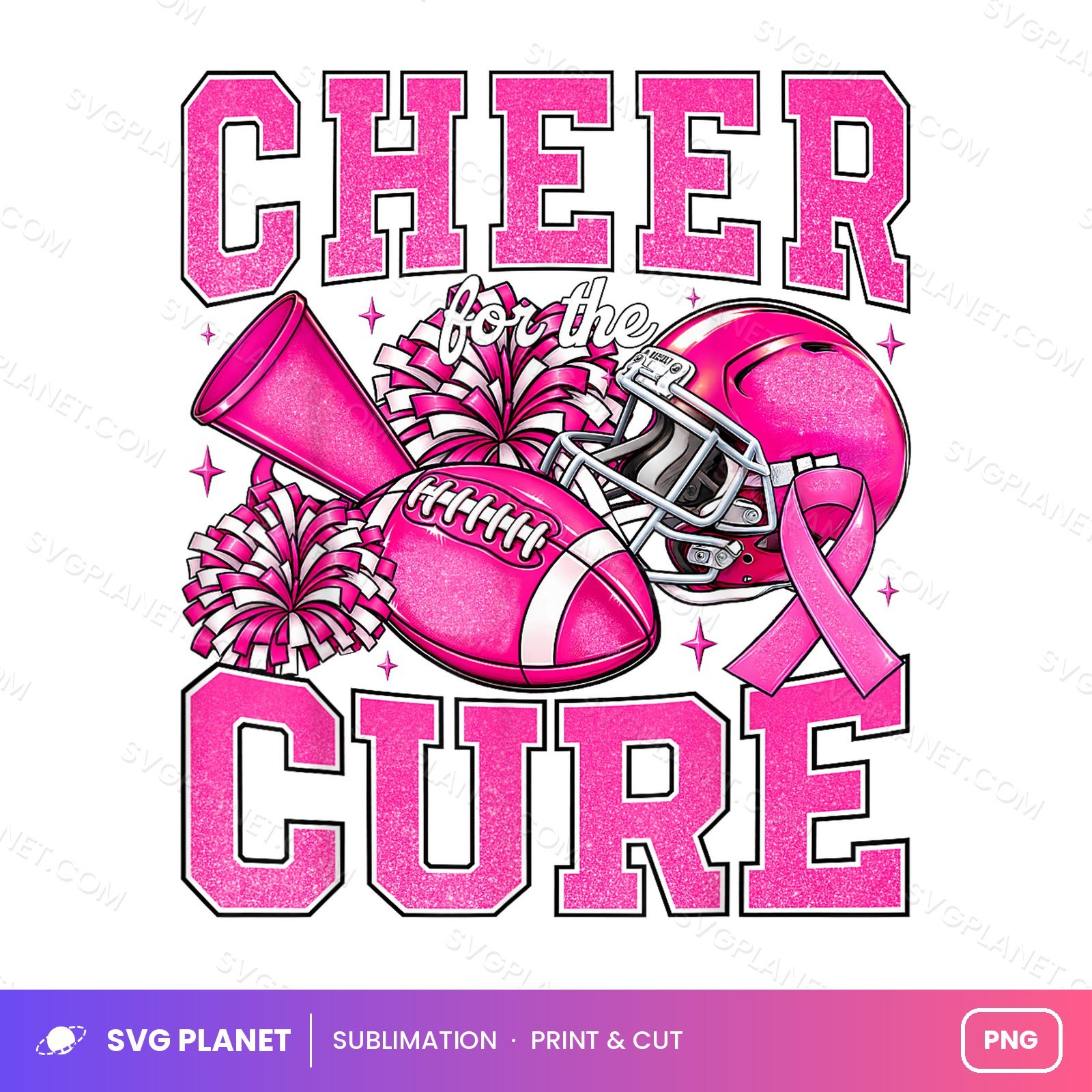 Cheer For The Cure Breast Cancer Pink Awareness Cheerleader PNG