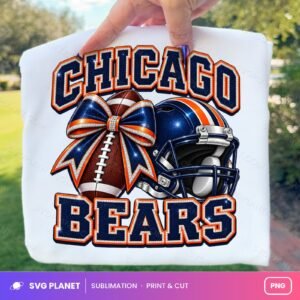 Chicago Bears Football Mom Shirt Design, Game Day Bow NFL PNG