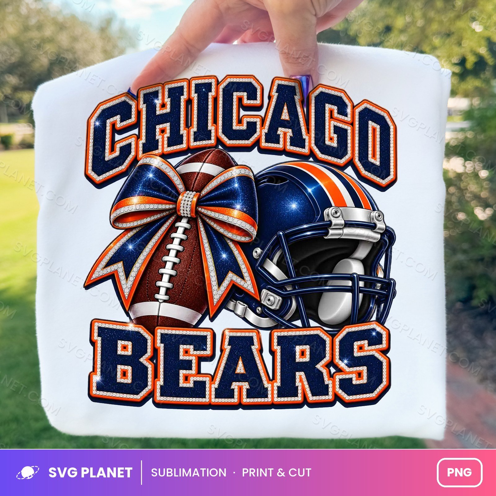 Chicago Bears Football Mom Shirt Design, Game Day Bow NFL PNG