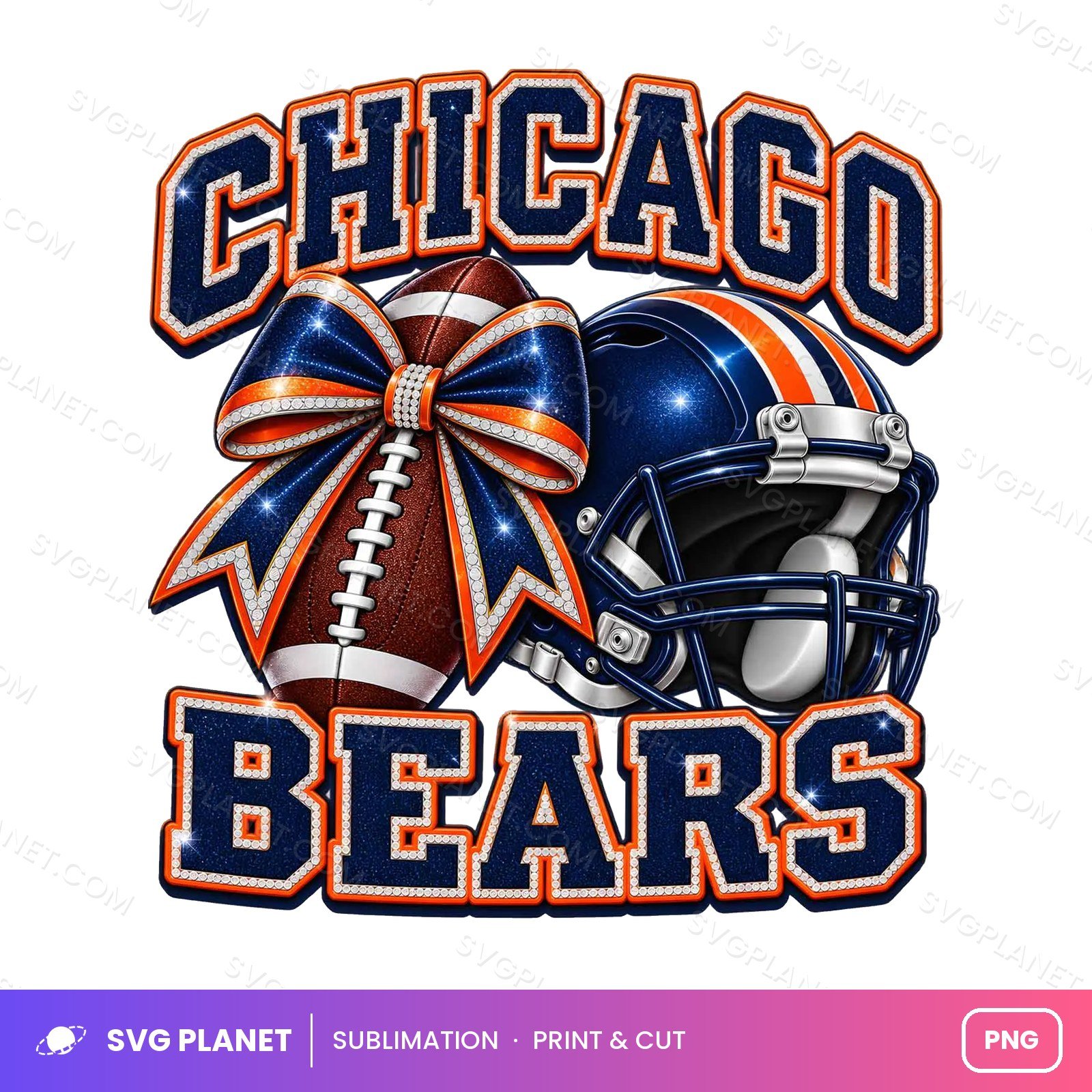 Chicago Bears Football Mom Shirt Design, Game Day Bow NFL PNG - Image 2