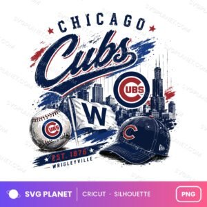 Chicago Cubs Baseball Design, Chicago Baseball Fan Graphic, Vintage Cubs Sports Art