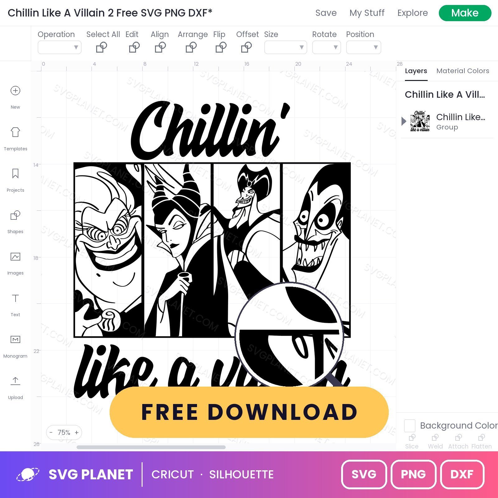 Chillin Like A Villain 2 Free SVG PNG DXF - Image 3