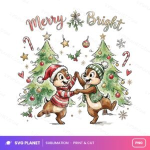 Chip Dale Christmas Shirt – Retro Dancing Chipmunks PNG