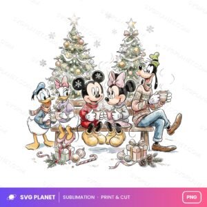 Christmas Friends | Cute Holiday Clipart | Cozy Winter Cocoa Scene | Sublimation Design PNG