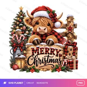 Christmas Highland Cow Christmas PNG