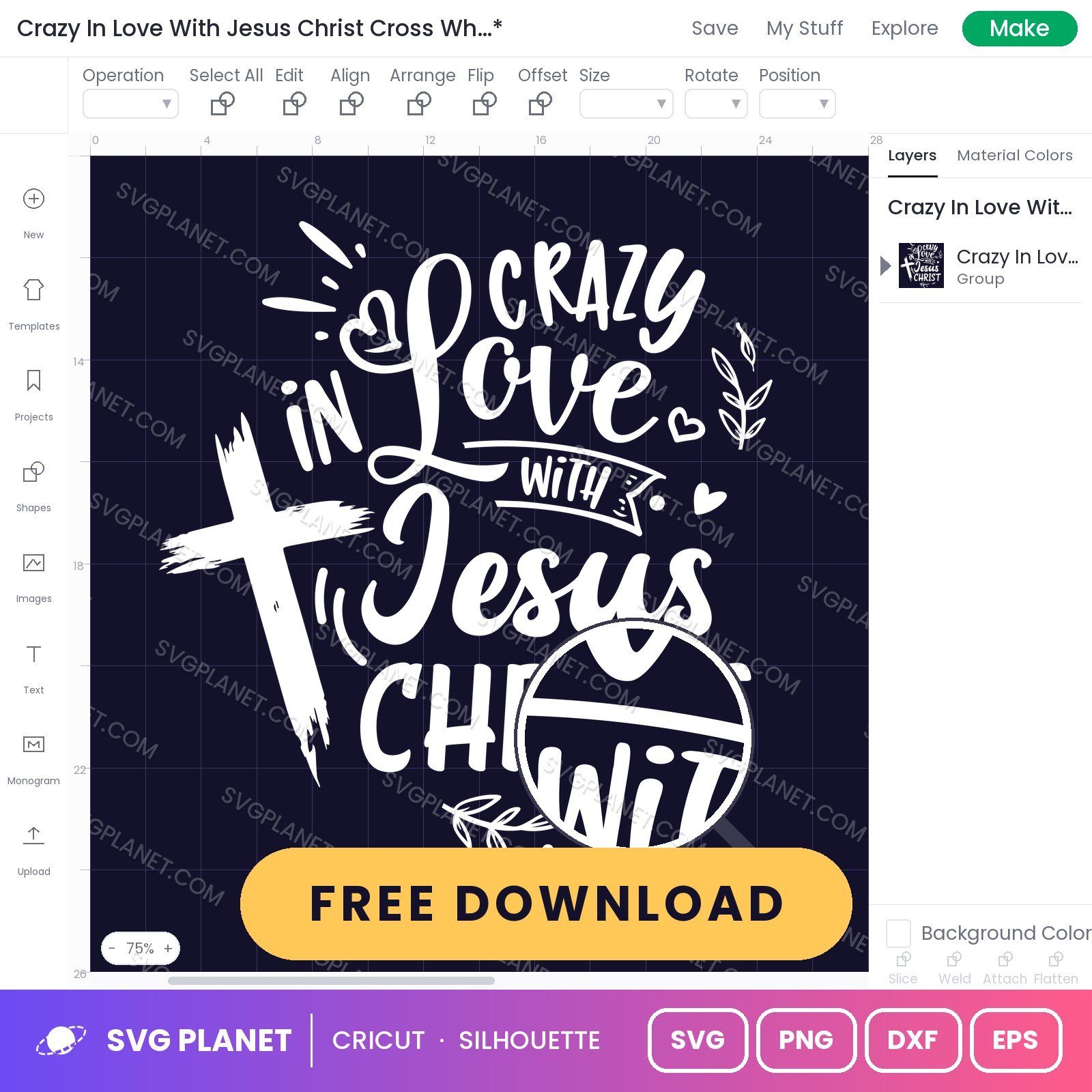 Crazy In Love With Jesus Christ Cross Wh Free SVG PNG DXF - Image 2