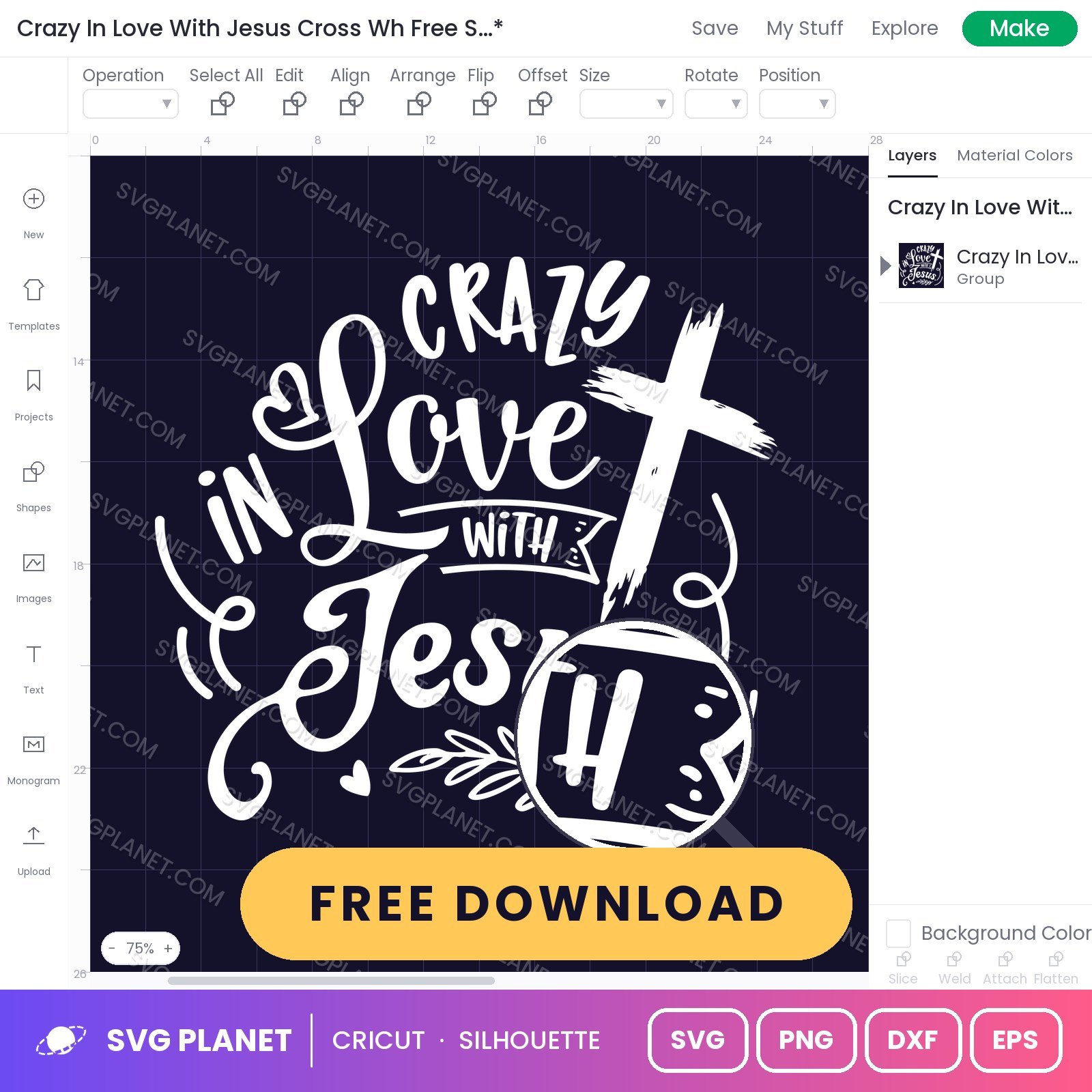 Crazy In Love With Jesus Cross Wh Free SVG PNG DXF - Image 2
