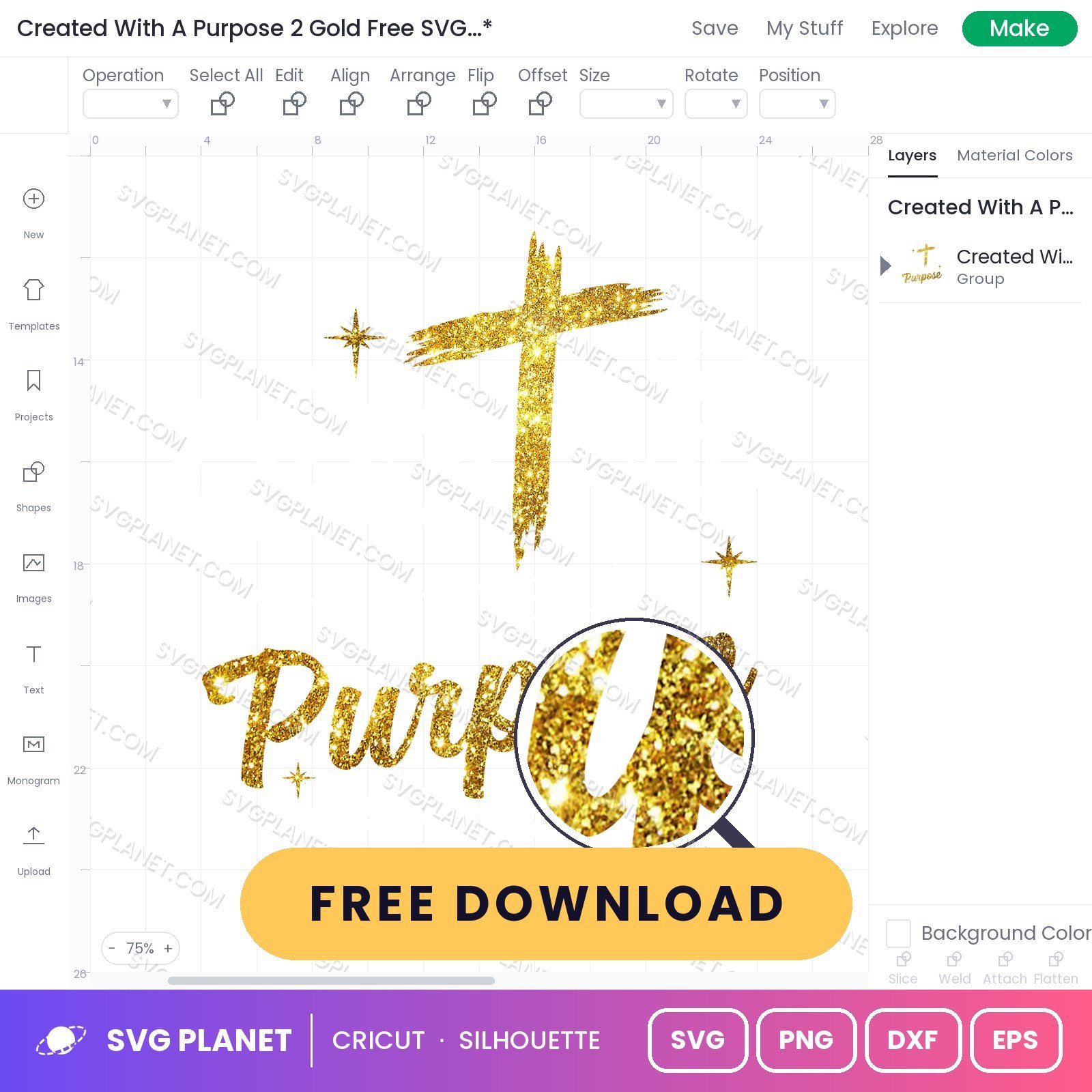 Created With A Purpose 2 Gold Free SVG PNG DXF - Image 2