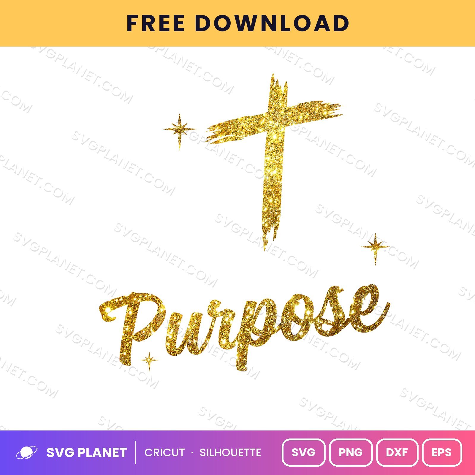 Created With A Purpose 2 Gold Free SVG PNG DXF