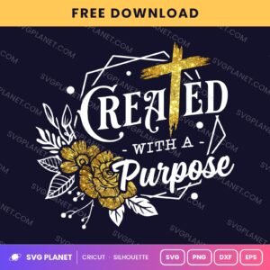 Created With A Purpose Floral Frame Gold Free SVG PNG DXF