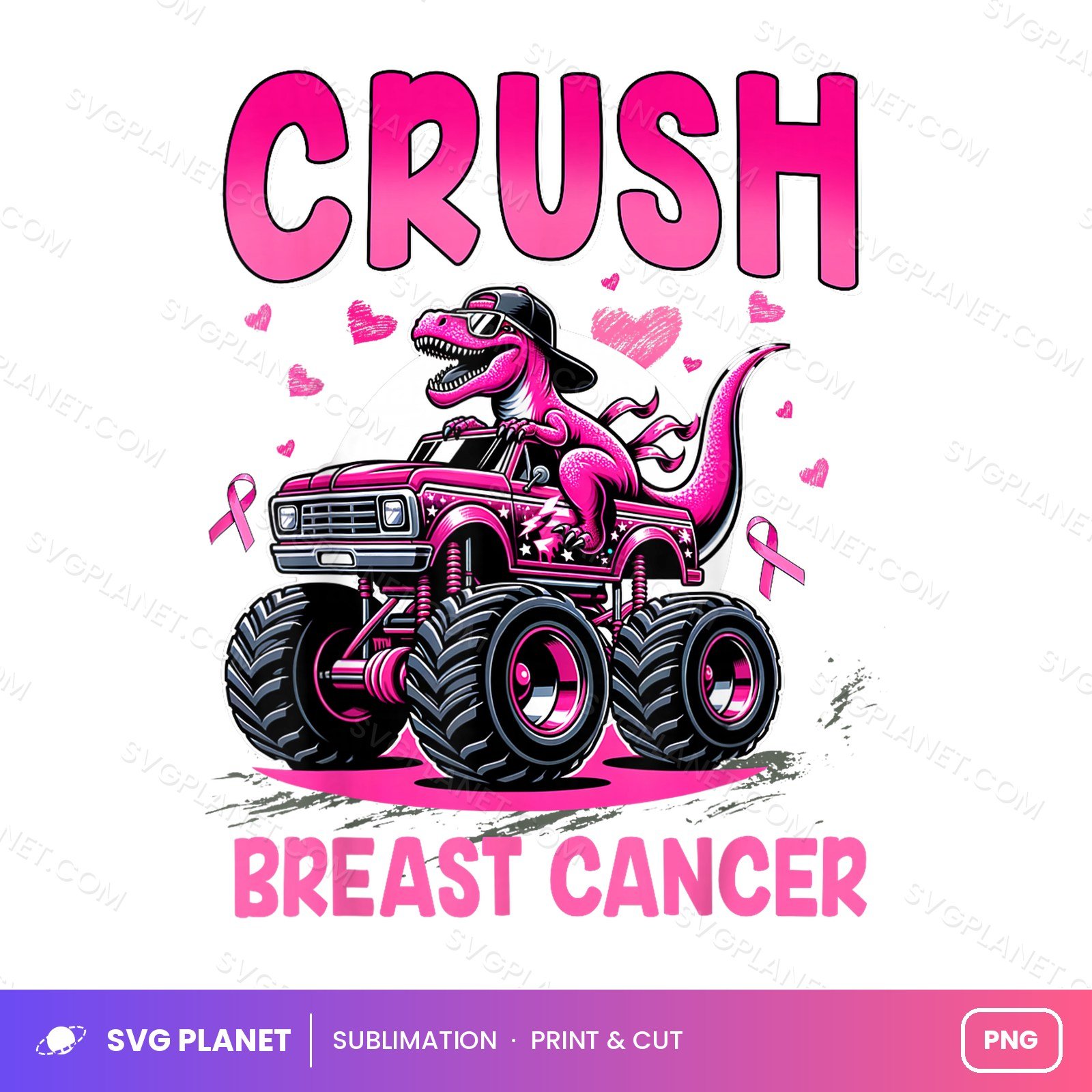 Crush Breast Cancer Awareness Monster Truck PNG