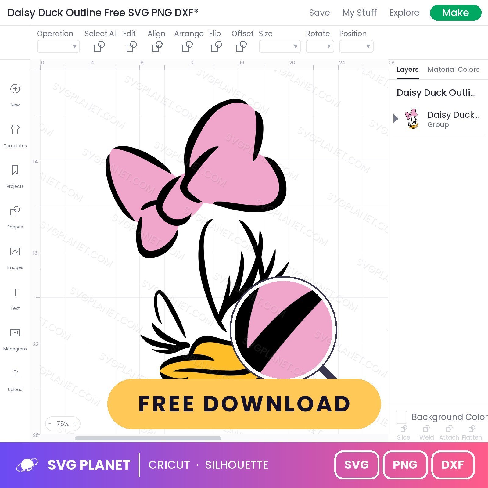 Daisy Duck Outline Free SVG PNG DXF - Image 3
